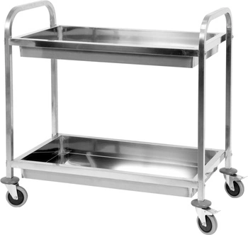 Nerezový servírovací vozík 2-policový hluboký skládací | YATO YG-09099