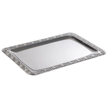 Tác SCHÖNER ESSEN, s ozdobným okrajem, z nerezové oceli, 35x24x1.5 cm | APS 383