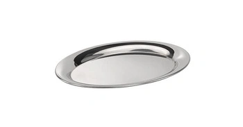 Tác KAFFEEHAUS oválný, leštěný, matný, z nerezové oceli, 20x14.5x0.5 cm | APS 30115