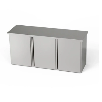 Nerezová třídveřová nástěnná skříňka 150x40x60 cm | FORGAST