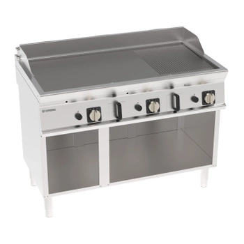 Plynová grilovací deska 2/3 hladká, 1/3 vlnitá, na otevřeném podstavci 120 cm | TECNOINOX 713160