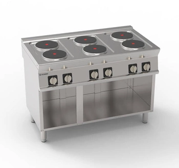 Elektrický sporák se 6 hořáky, průměr 22 cm, s otevřeným dnem | TECNOINOX 716011