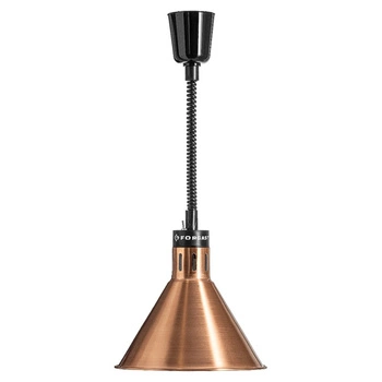 Měděná ohřívací lampa na pokrmy, kuželová, 0,25 kW, nastavitelná výška 60-180 cm | FORGAST FG03343