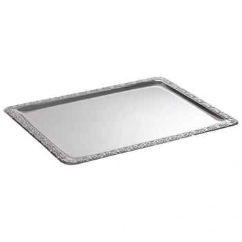 Tác SCHÖNER ESSEN, s ozdobným okrajem, z nerezové oceli, 50x36x2 cm | APS 381