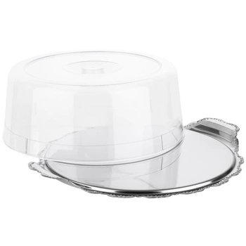 Podnos na dorty a zákusky BAROCK, 32x12 cm, nerezová ocel, s poklopem | APS 653