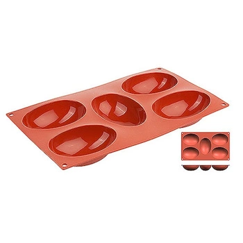 Silikonová pečicí forma Half Ei, ovál, 5 otvorů o rozměrech 10x7 cm | CONTACTO 6646/100