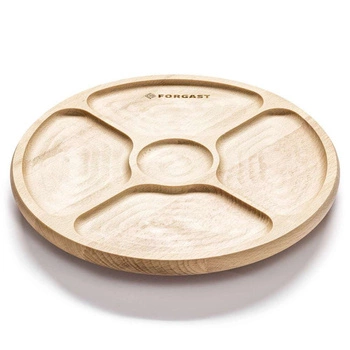 Dřevěné otočné servírovací prkénko, 4 přihrádky, průměr 33 cm, bukové dřevo | FORGAST FG12650