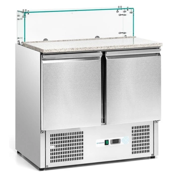 Chladicí stůl 2-dveřový na pizzu se skleněným nástavcem 257 l | FORGAST FG07222