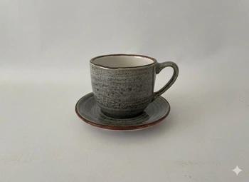 Šálek 280 ml s podšálkem 15 cm Still Rustic šedý | KERA KERAMIKA 2.3.4.RUSTIC ŠEDÝ