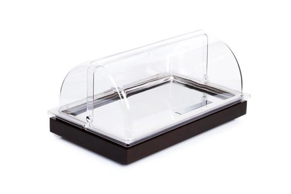 Chladicí tác GN 1/1, nerezová ocel a dřevo, s víkem barva hnědá | APS 14941