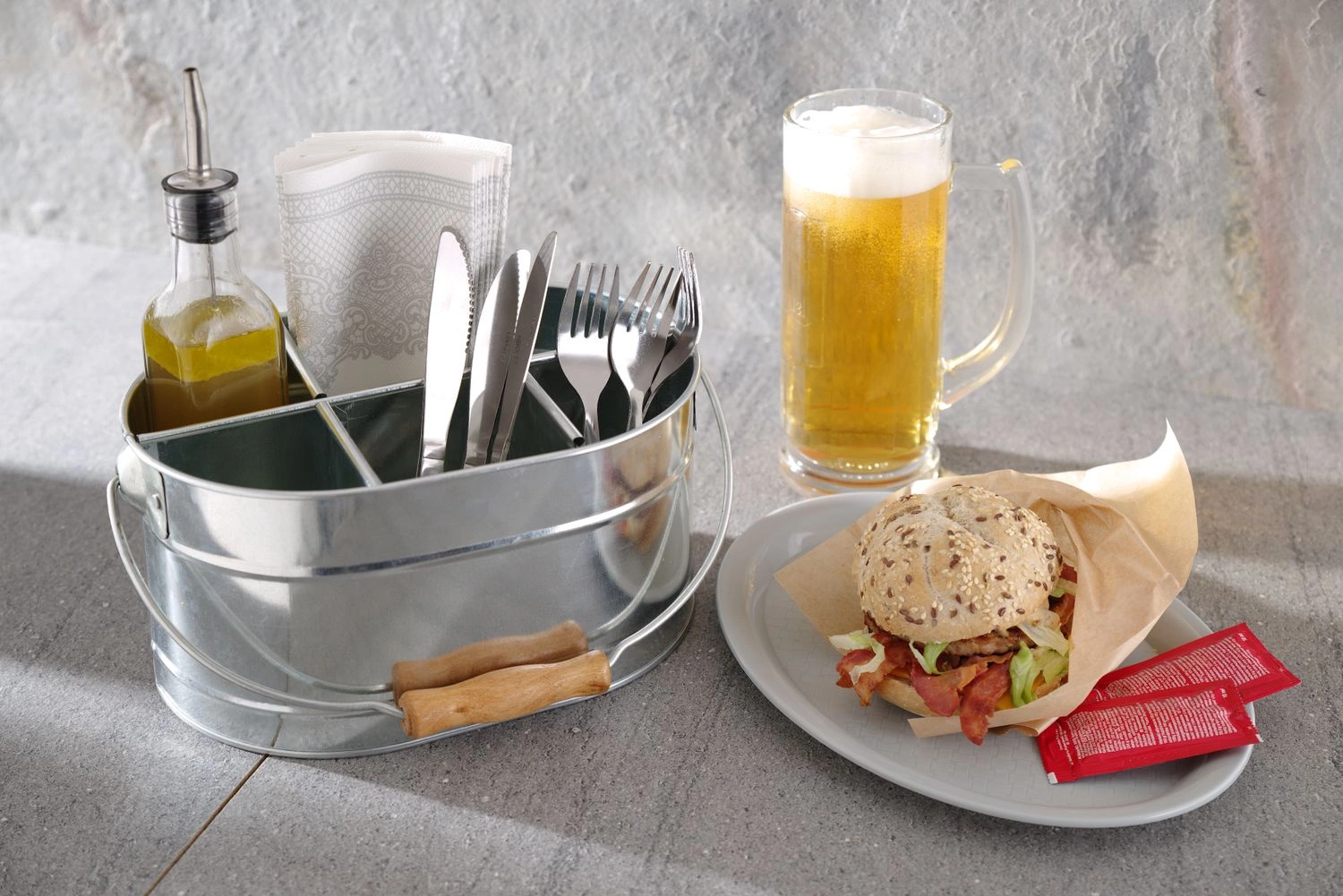 Nádoba na příbory a ubrousky ve tvaru kbelíku | HENDI 425978