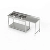 Nerezový stůl s dvoudřezem a prostorem pro myčku 190x60x85 cm | FORGAST