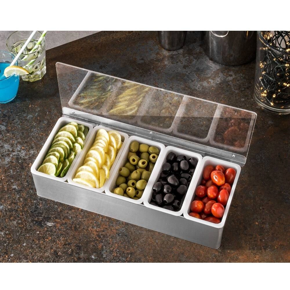 5-dílná nádoba na barmanské přísady, šedá, 37.5x14x9 cm | FORGAST FG11419