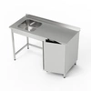 Nerezový stůl s jednoplášťovým dřezem a skříňkou 190x70x85 cm | FORGAST