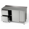 Nerezový pracovní stůl se skříňkou a blokem zásuvek 250x70x85 cm | FORGAST