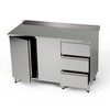 Nerezový pracovní stůl se skříňkou a blokem se 3 zásuvkami 150x70x85 cm | FORGAST