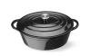 Smaltovaný litinový hrnec, 6,88 l, černý, 40,5x25,5x(V)13,4 cm, oválný | HENDI 626863