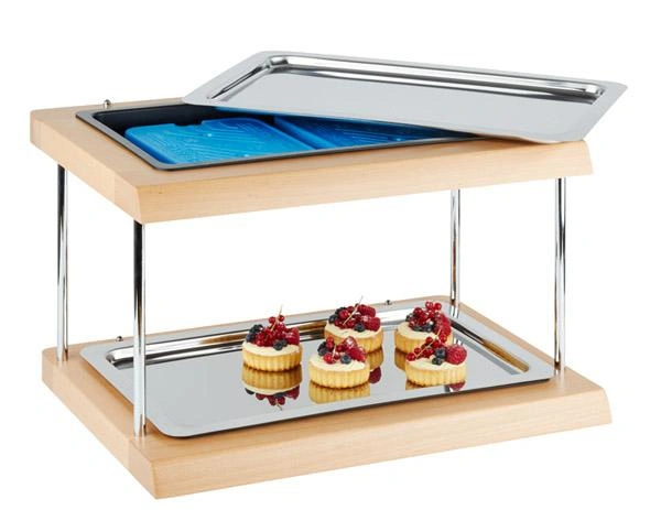 Bufetová vitrína s chladicí vložkou, dvoupatrová DOPPELDECKER GN 1/1, hnědá, 60x41x36 cm | APS 11541