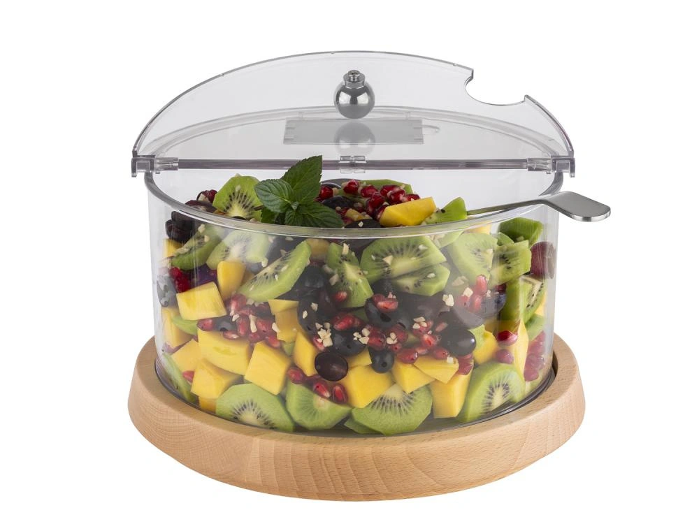 Velká chladicí mísa s dřevěnou základnou TOP FRESH s vložkou a poklicí, 26x19 cm | APS 11818