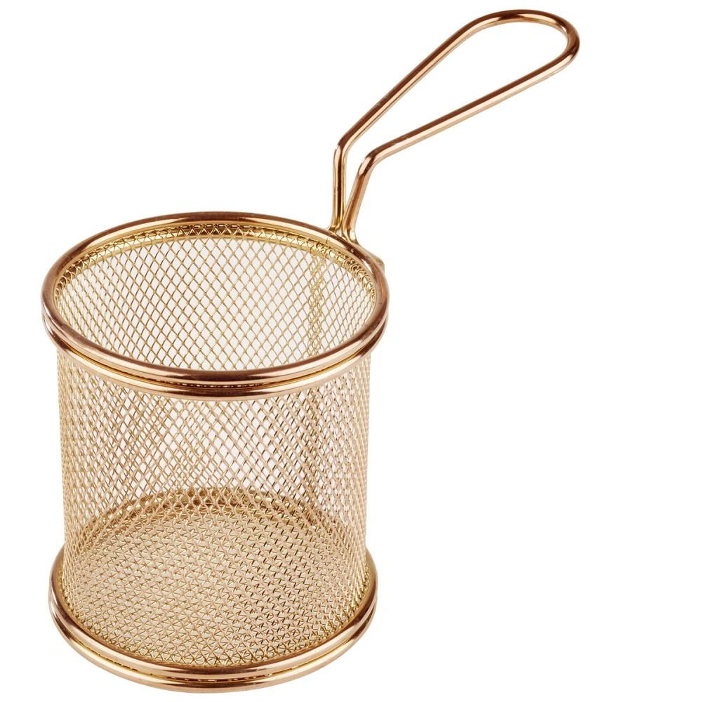 Ocelový košíček na finger food Snackholder, zlatá barva, průměr 9 cm | APS 40603