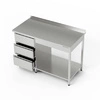 Nerezový pracovní stůl s blokem zásuvek a policí 100x70x85 cm | FORGAST