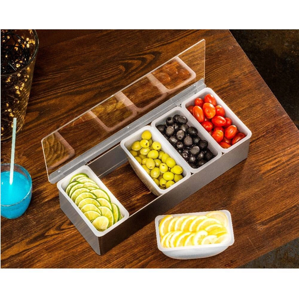 5-dílná nádoba na barmanské přísady, šedá, 37.5x14x9 cm | FORGAST FG11419