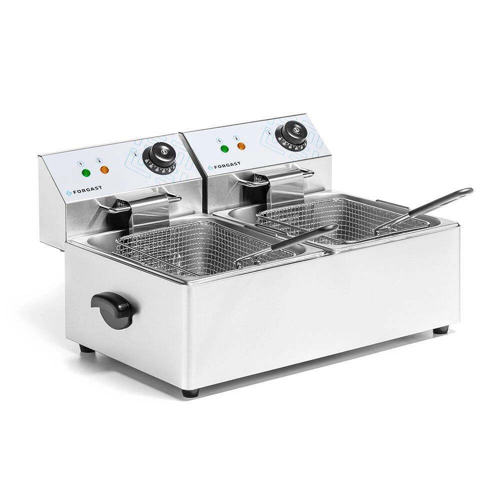 Elektrická fritéza, 2-komorová, 2x6 l, 2x3 kW, 230 V | FORGAST FG09026