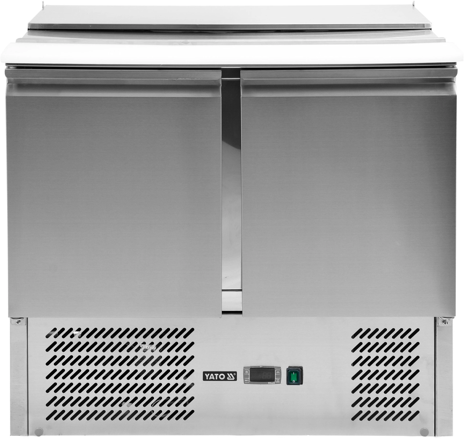 Chladicí dvoudveřový salátový stůl s víkem z nerezové oceli | YATO YG-05262