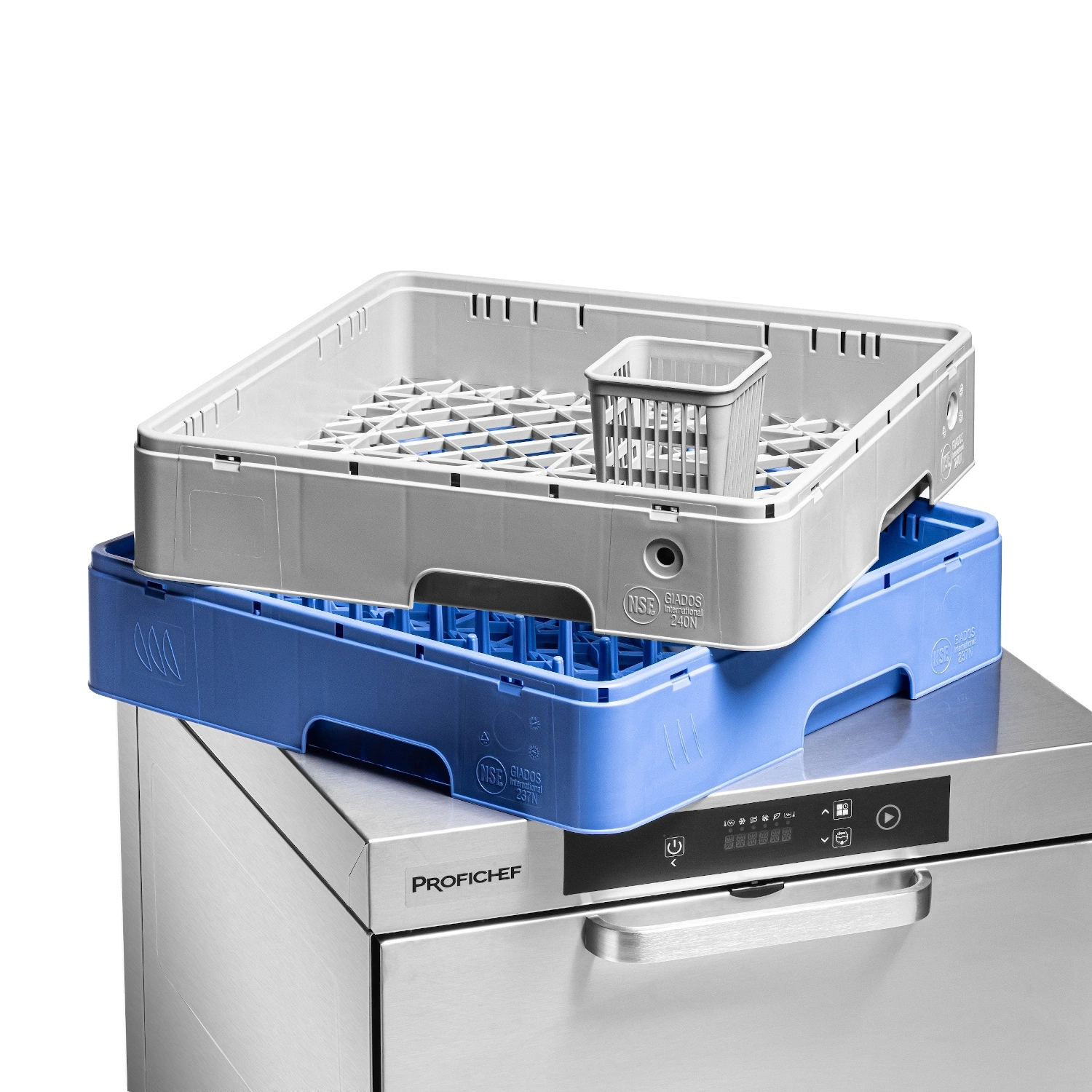 Gastronomická univerzální myčka nádobí SMART, elektronické ovládání, odpadní čerpadlo, dávkovač mycího prostředku, 3,25 kW, 230 V | PROFICHEF PCZ-04051