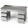 Nerezový pracovní stůl se 2 bloky po 3 zásuvkách 260x60x85 cm | FORGAST