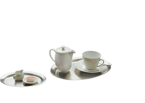 Podnos KAFFEEHAUS oválný, leštěný, matný, z nerezové oceli, 20x14.5x0.5 cm | APS 30111