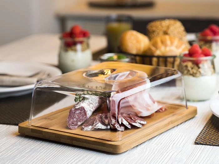 Bambusový tác s polystyrenovým víkem, 24x18x8 cm | APS 820