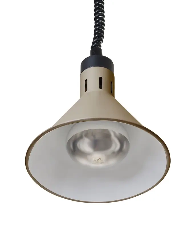 Závěsná lampa na ohřívání pokrmů, kuželová, béžová, 230V/250W, ⌀27,5x(V)25 cm | HENDI 273777