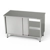 Nerezový průchozí pracovní stůl se skříňkou 150x70x85 cm | FORGAST