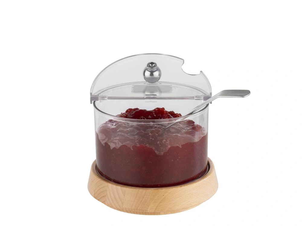 Nízká chladicí miska s dřevěnou základnou TOP FRESH s vložkou a víkem, 14x11,5 cm | APS 11813