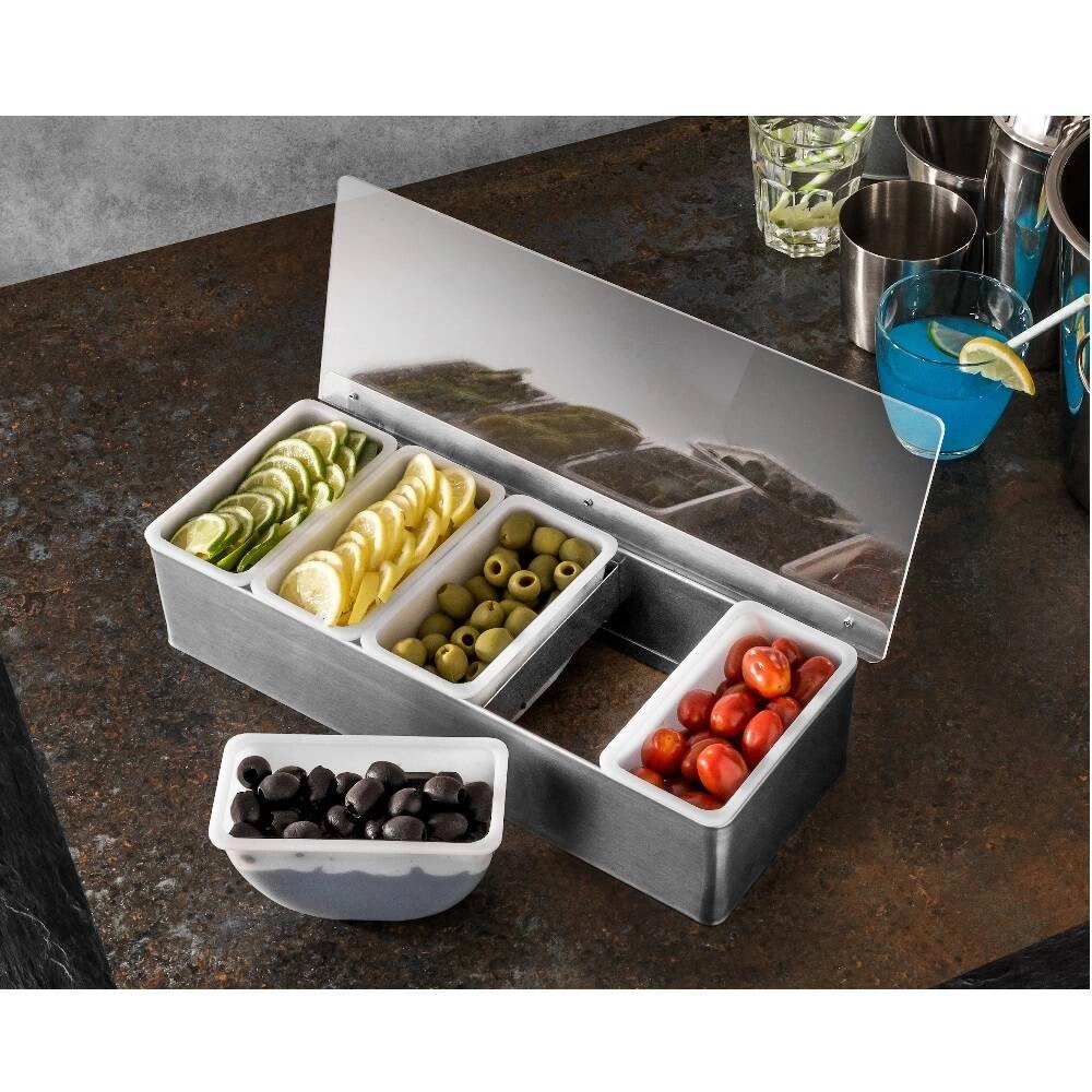 5-dílná nádoba na barmanské přísady, šedá, 37.5x14x9 cm | FORGAST FG11419