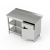 Nerezový pracovní stůl se skříňkou, zásuvkou a 2 policemi 100x60x85 cm | FORGAST