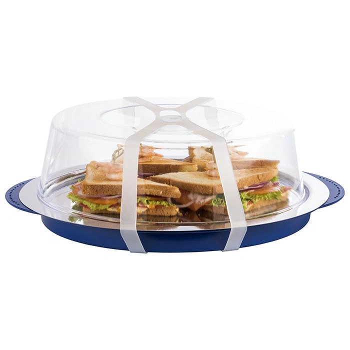 Kulatý podnos s chladicí vložkou a víkem, modrý 35x15 cm | APS 9093