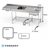 Nerezový stůl s dřezem s 1 mísou, prostorem pro myčku a otvorem pro odpad 190x60x85 cm | FORGAST