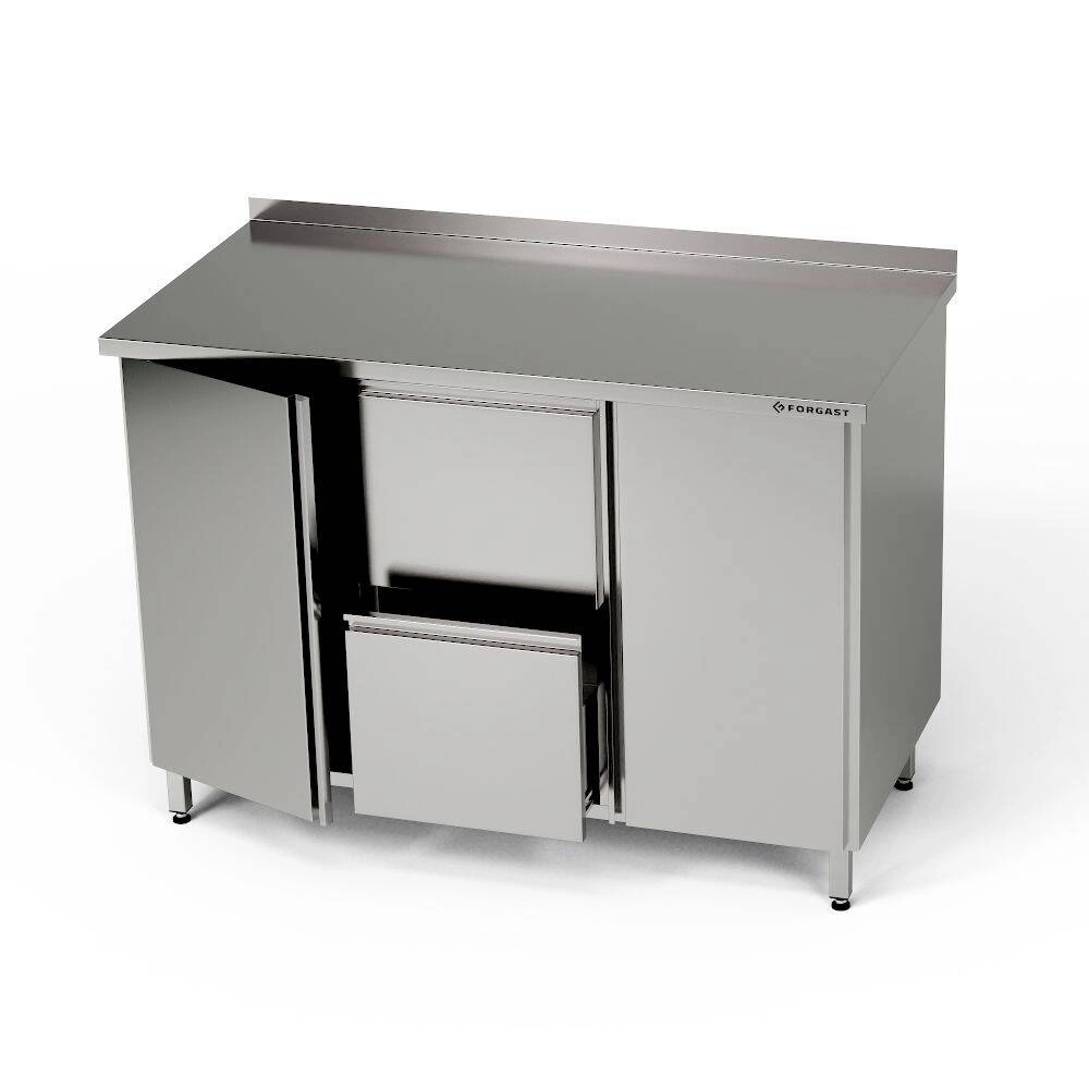 Nerezový pracovní stůl se 2 skříňkami a 2 zásuvkami 130x60x85 cm | FORGAST