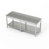 Nerezový centrální pracovní stůl s policí 220x80x85 cm | FORGAST