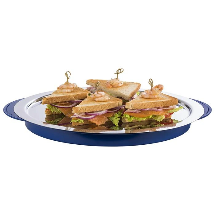 Kulatý podnos s chladicí vložkou a víkem, modrý 35x15 cm | APS 9093