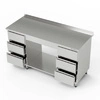 Nerezový pracovní stůl se 2 bloky po 3 zásuvkách a policí 150x60x85 cm | FORGAST