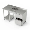 Nerezový stůl s jednokomorovým dřezem a dvouzásuvkovým blokem 140x60x85 cm | FORGAST