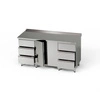 Nerezový pracovní stůl se skříňkou a 2 bloky po 3 zásuvkách 180x60x85 cm | FORGAST