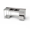 Nerezový stůl s dvoumiskovým dřezem a blokem se dvěma zásuvkami 240x70x85 cm | FORGAST