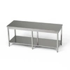Nerezový centrální pracovní stůl s policí 240x80x85 cm | FORGAST