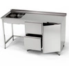 Nerezový stůl s dřezem, skříňkou a zásuvkovým blokem 260x60x85 cm | FORGAST