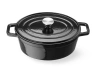 Smalcovaný litinový hrnec, 4,4 l černý, 36,5x29x(V)11,5 cm, oválný | HENDI 626887