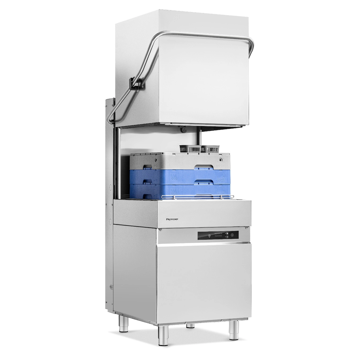 Gastronomická průchozí myčka nádobí s elektronickým ovládáním, dávkovačem mycího prostředku, 9,55 kW, 400 V | PROFICHEF PCZ-04100